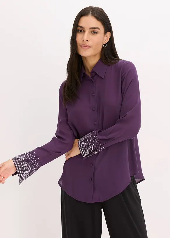 Skjortblus med glitterstenar, bonprix
