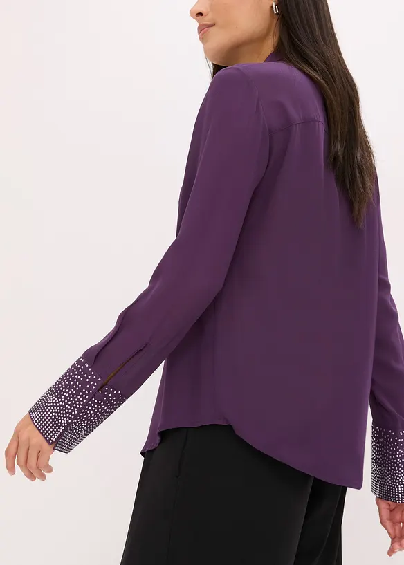 Skjortblus med glitterstenar, bonprix