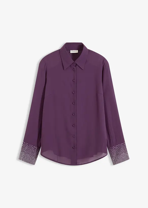 Skjortblus med glitterstenar, bonprix