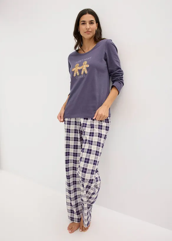 Pyjamas med flanellbyxa, bonprix