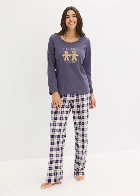 Pyjamas med flanellbyxa, bonprix