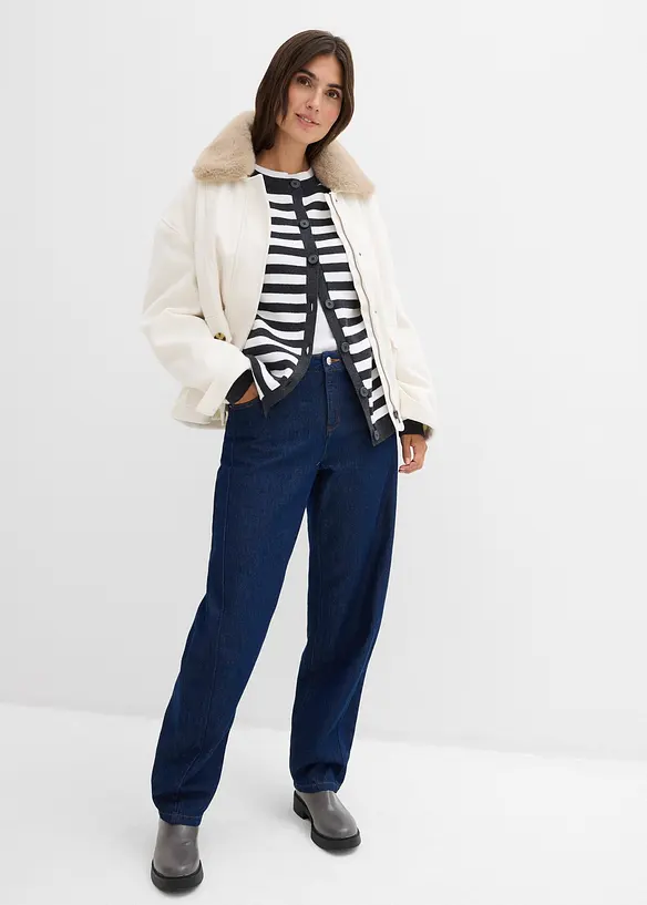 Finstickad cardigan med rund halsringning, bonprix