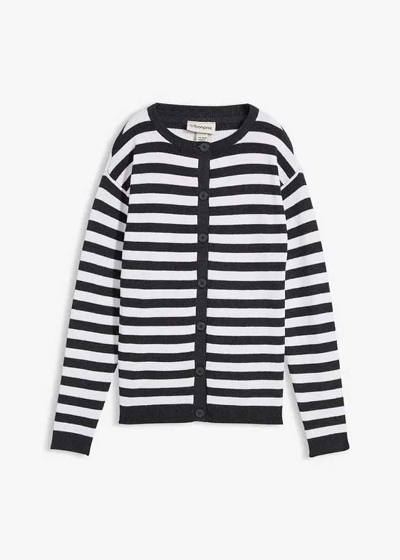 Finstickad cardigan med rund halsringning, bonprix