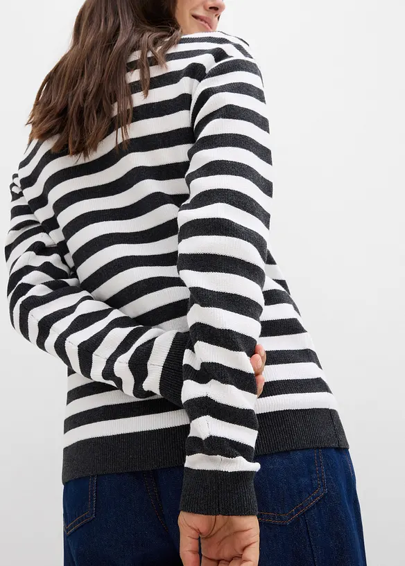 Finstickad cardigan med rund halsringning, bonprix