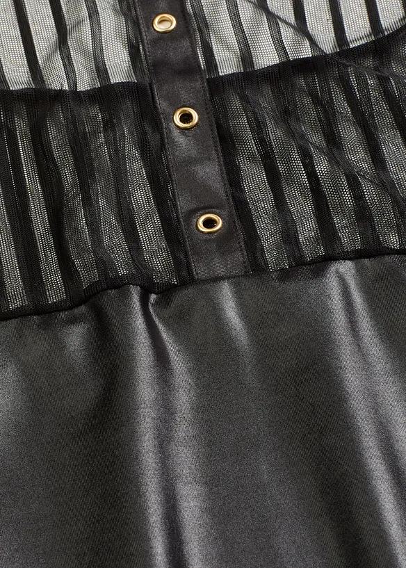 Klänning med halterneck, wetlook, bonprix