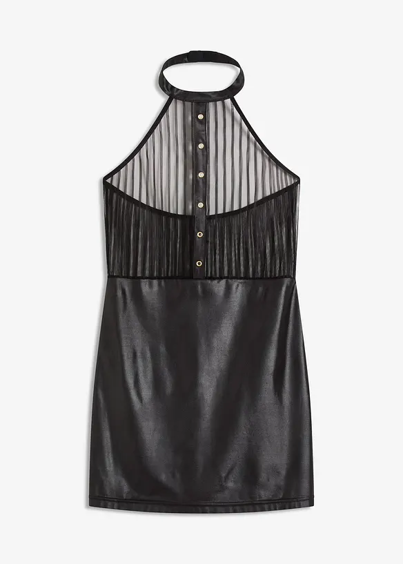 Klänning med halterneck, wetlook, bonprix