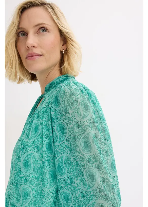 Långärmad topp i tunn mesh, bonprix