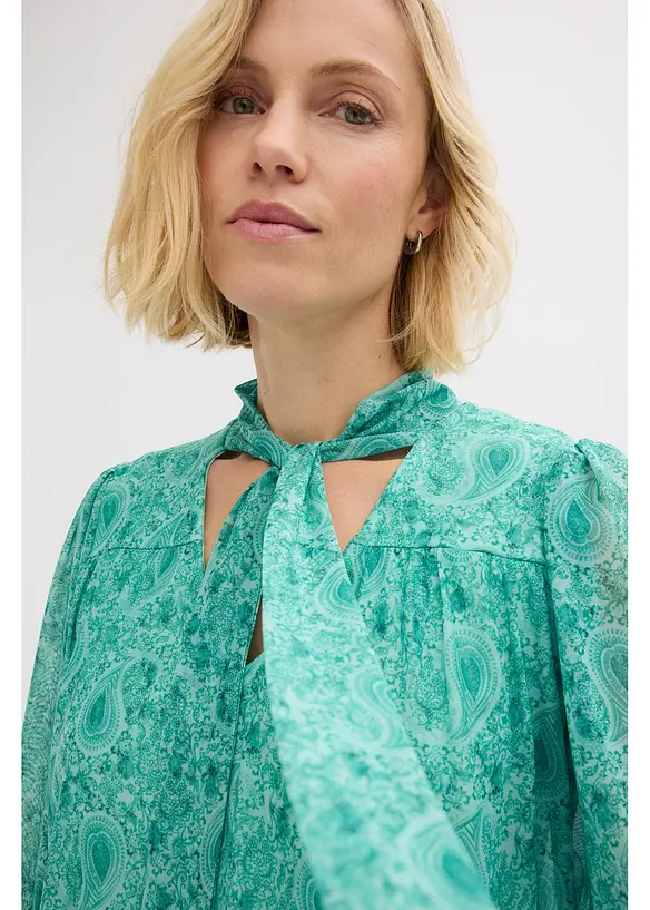 Långärmad topp i tunn mesh, bonprix