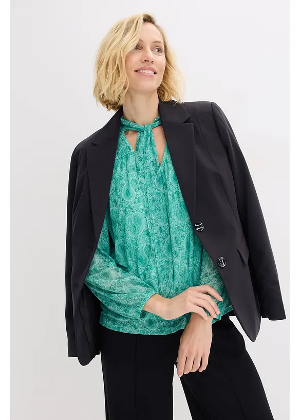 Långärmad topp i tunn mesh, bonprix