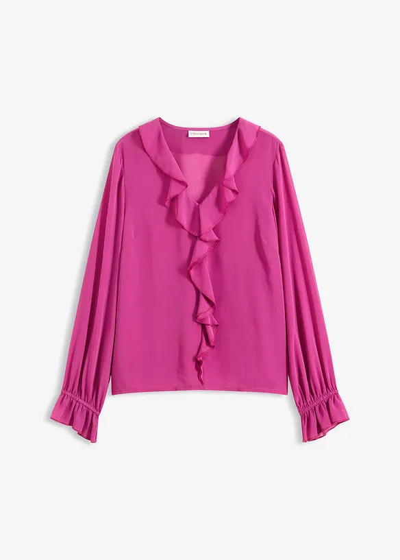 Blus med volanger, bonprix