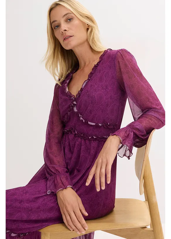 Jerseyklänning i midilängd och av mesh, bonprix