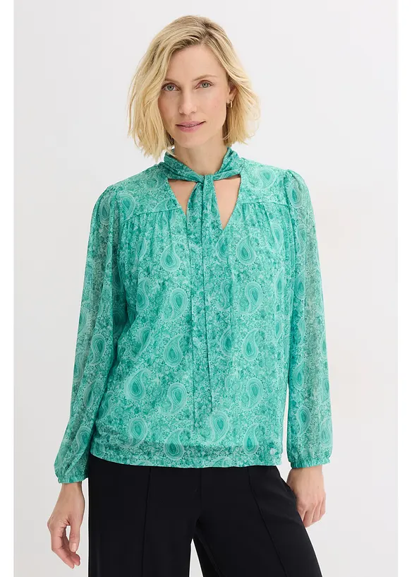 Långärmad topp i tunn mesh, bonprix