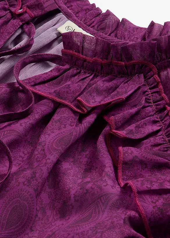 Chiffongblus med rysch, bonprix