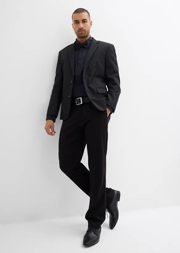 Skjorta och fluga (2 delar) av ekologisk bomull, Regular Fit, bonprix