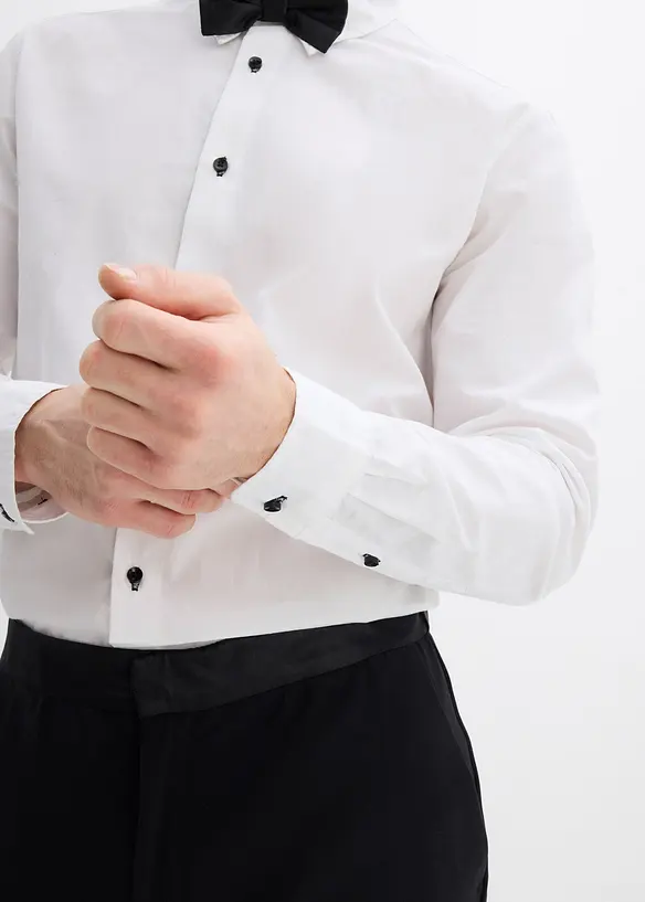 Skjorta och fluga (2 delar) av ekologisk bomull, bonprix