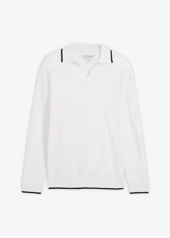 Finstickad tröja med kontrasterande detaljer, bonprix