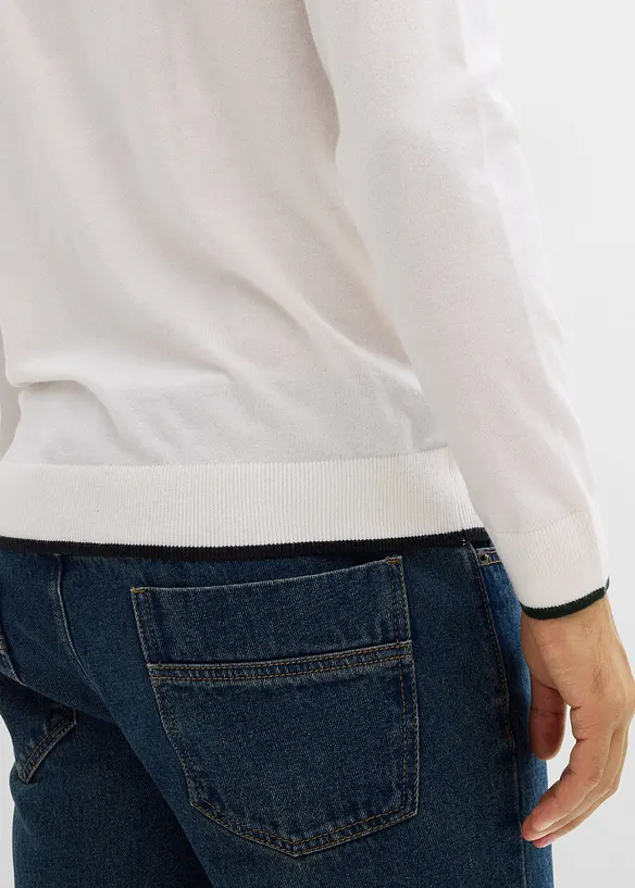 Finstickad tröja med kontrasterande detaljer, bonprix