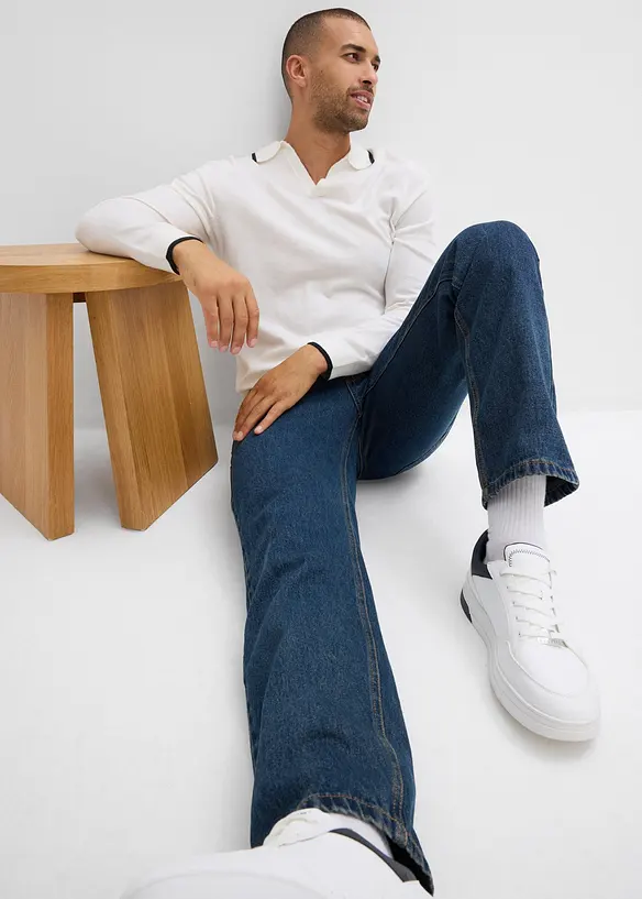 Finstickad tröja med kontrasterande detaljer, bonprix