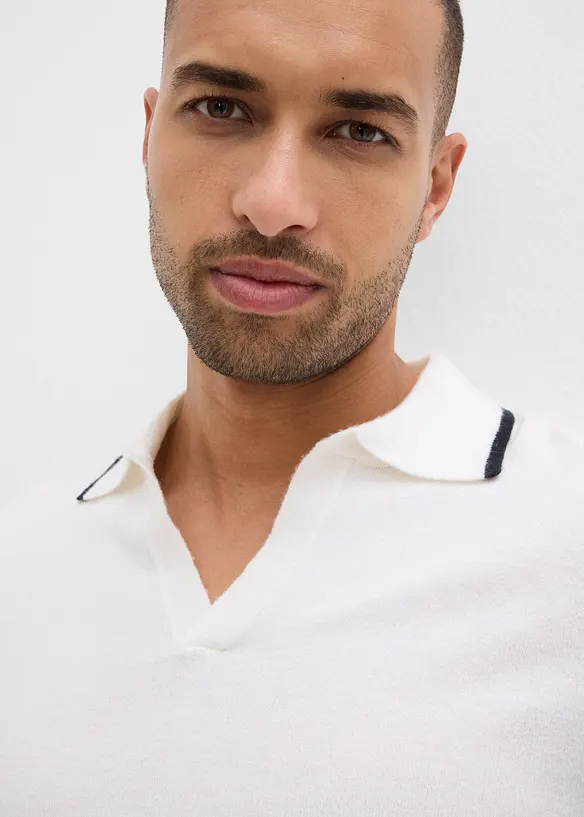 Finstickad tröja med kontrasterande detaljer, bonprix