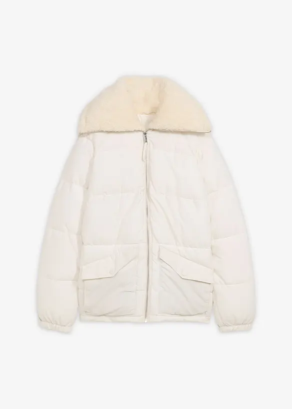 Quiltad jacka med teddykrage, bonprix