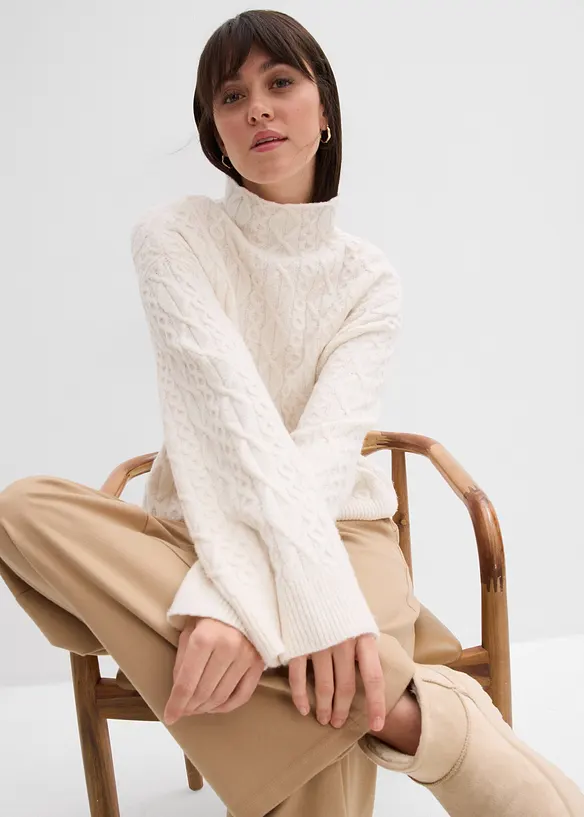 Flätstickad tröja, bonprix