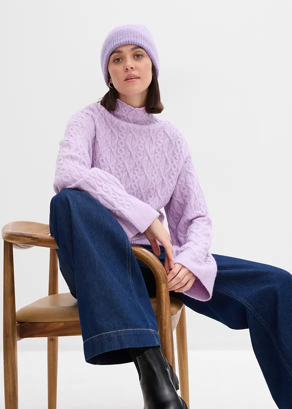 Flätstickad tröja, bonprix