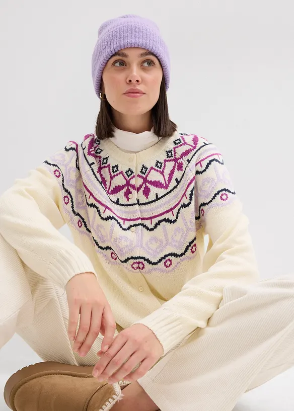 Lusemönstrad oversizecardigan, bonprix