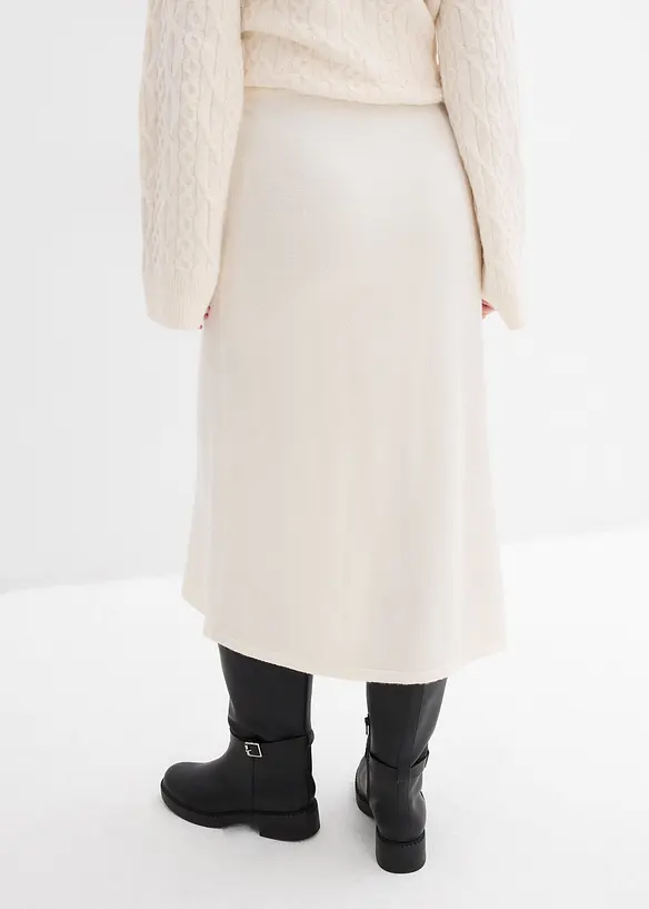 Stickad midikjol av mjuk viskosmix, bonprix