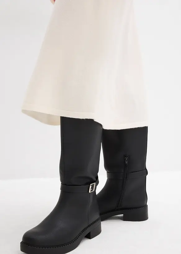 Stickad midikjol av mjuk viskosmix, bonprix