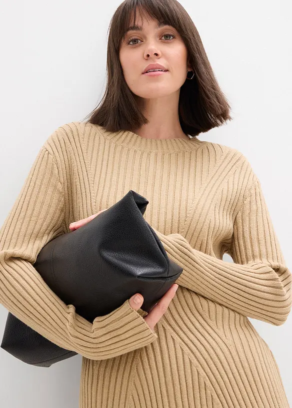 Stickad minikl&auml;nning av mjuk viskosmix, bonprix