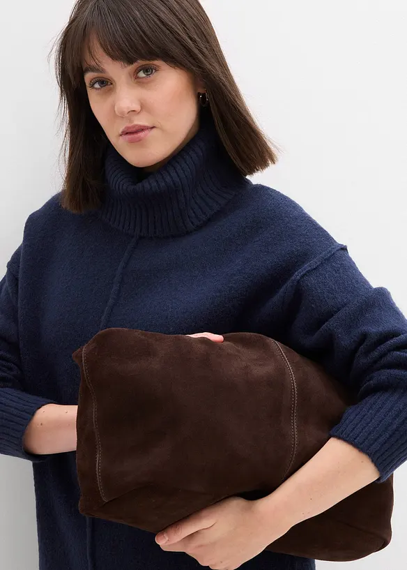 Stickad klänning med dekorsöm, bonprix