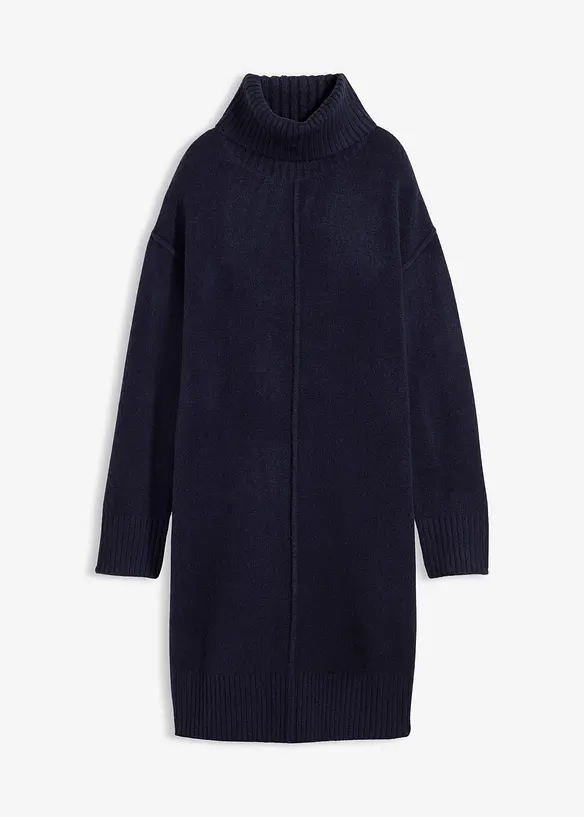 Stickad klänning med dekorsöm, bonprix