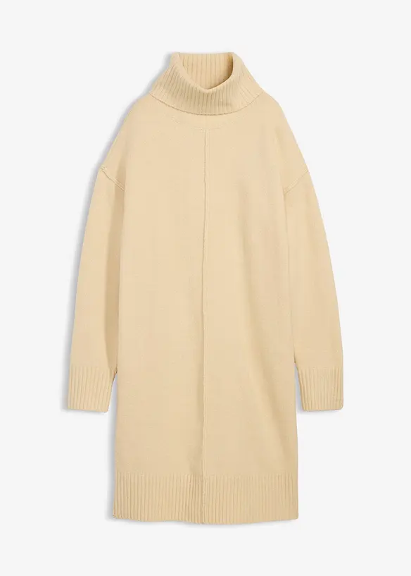 Stickad klänning med dekorsöm, bonprix