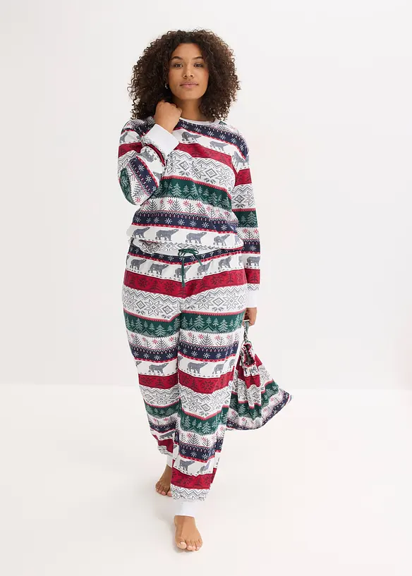 Pyjamas av mjuk bomull, med presentp&aring;se, bonprix