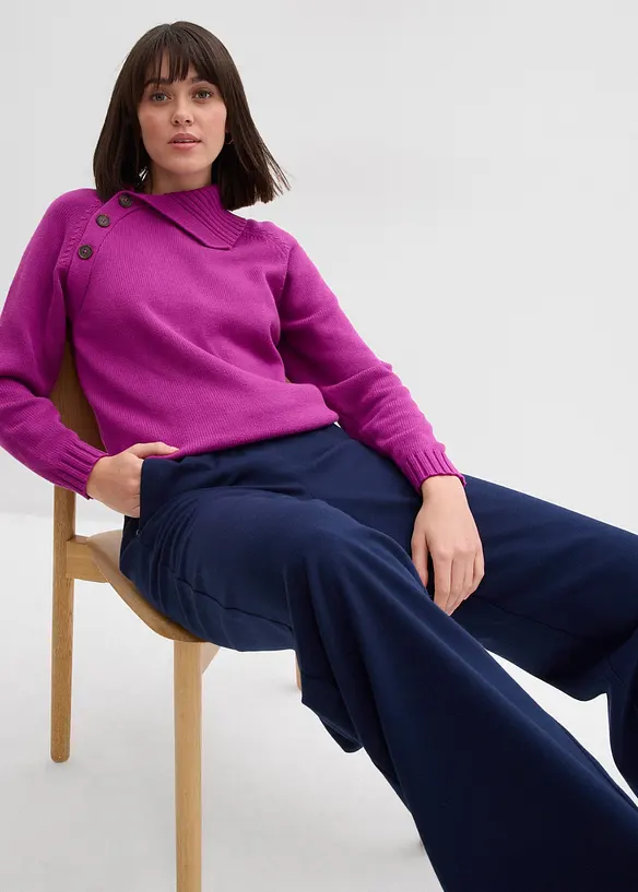 Byxa i yllelook med resårlinning, bonprix