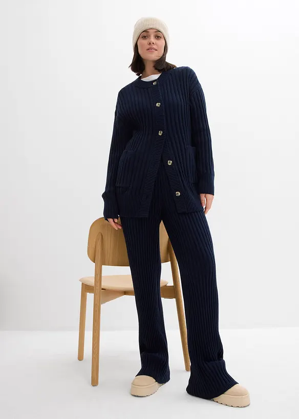 Stickad byxa i mjuk viskosmix, bonprix