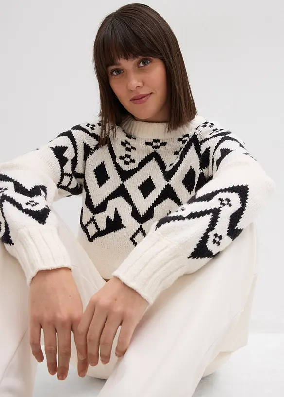 Lusemönstrad oversizetröja, bonprix