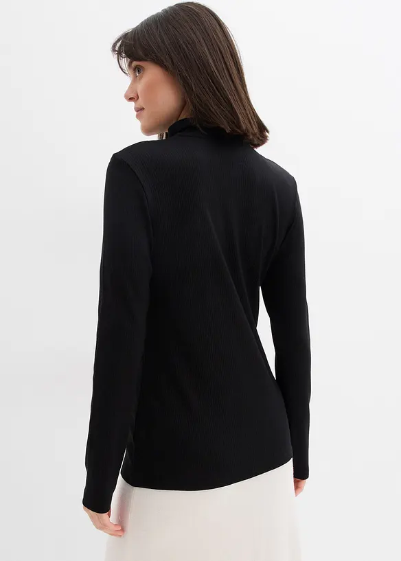 Ribbstickad topp av mjuk viskosmix, bonprix