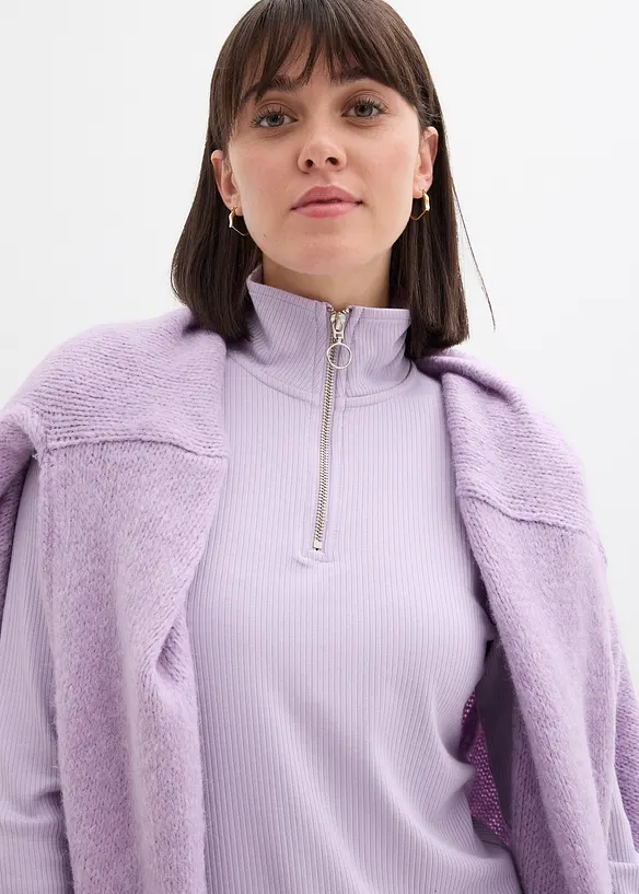 Ribbstickad topp av mjuk viskosmix, bonprix