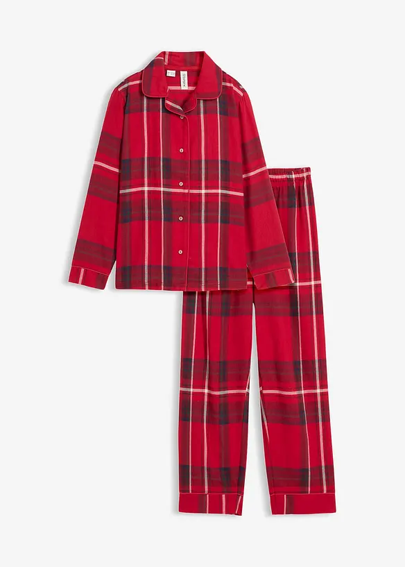 Flanellpyjamas av mjuk bomull (2 delar), bonprix