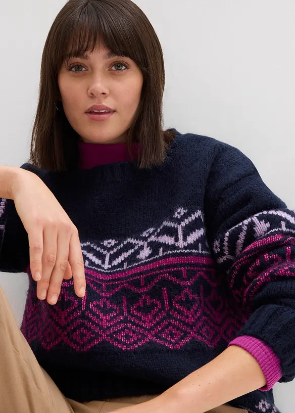 Lusemönstrad oversizetröja, bonprix