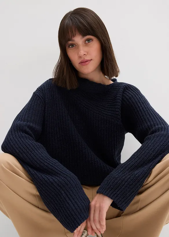 Ribbstickad oversizetr&ouml;ja, bonprix