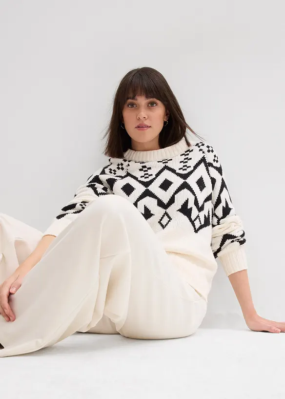 Lusemönstrad oversizetröja, bonprix