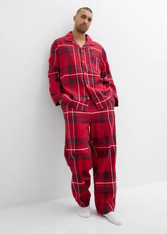 Flanellpyjamas i mjuk bomull med presentpåse, bonprix