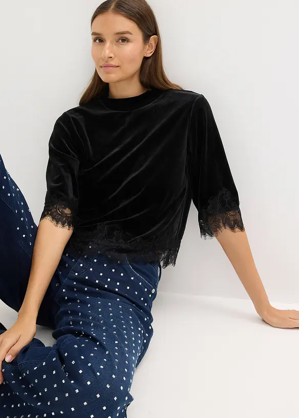 Sammetstopp med spets, bonprix