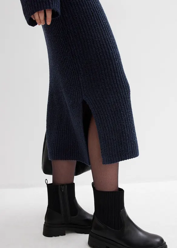 Ribbstickad klänning, bonprix