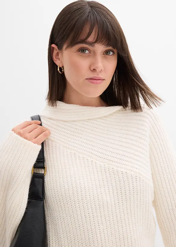 Ribbstickad klänning, bonprix