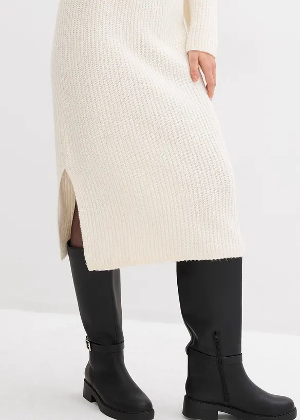 Ribbstickad klänning, bonprix