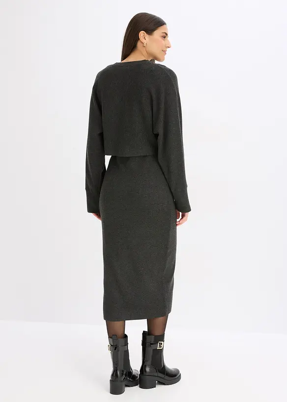 Stickad kl&auml;nning och topp (2 delar), bonprix