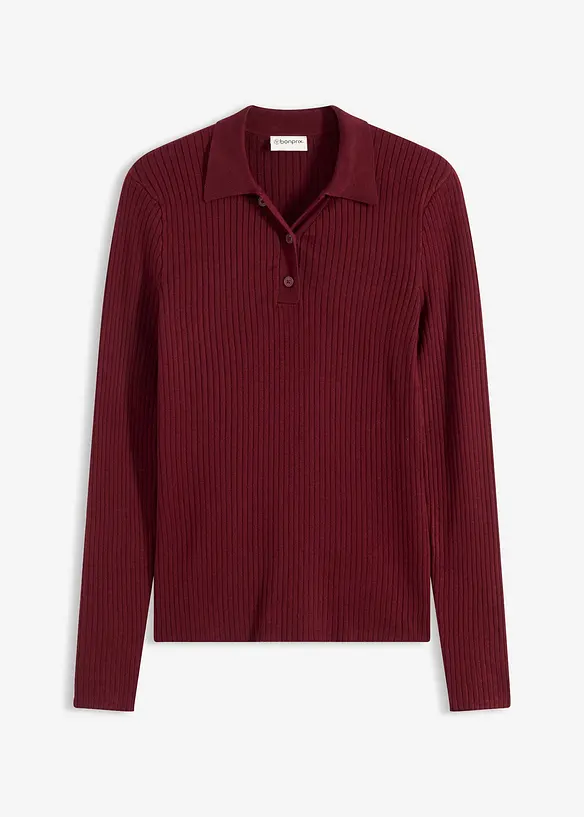 Ribbstickad pik&eacute;tr&ouml;ja i viskosmix, bonprix